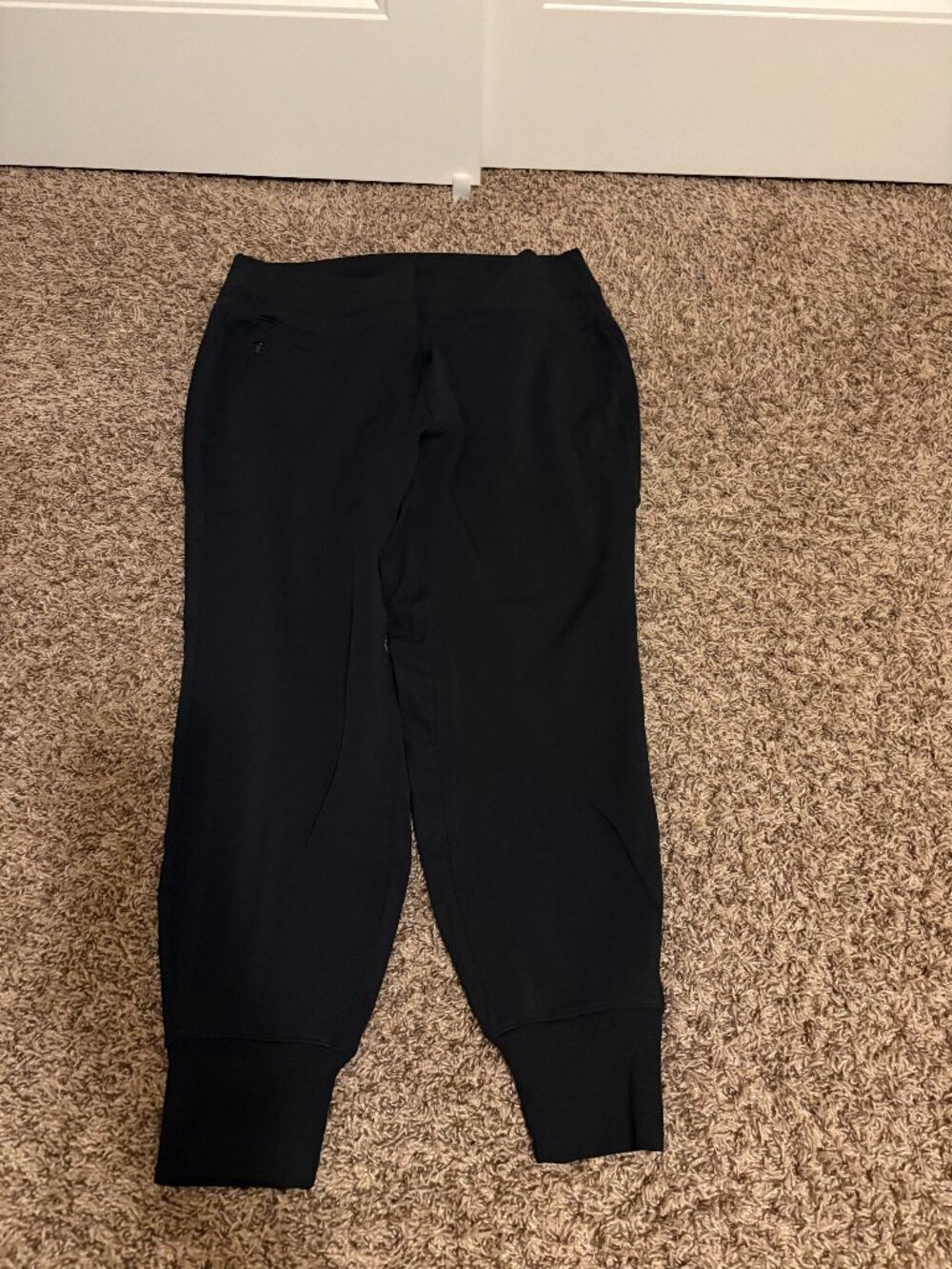 Athleta Jogger Activewear Pants 1X Solid Black Pull On Pockets Elastic Waist